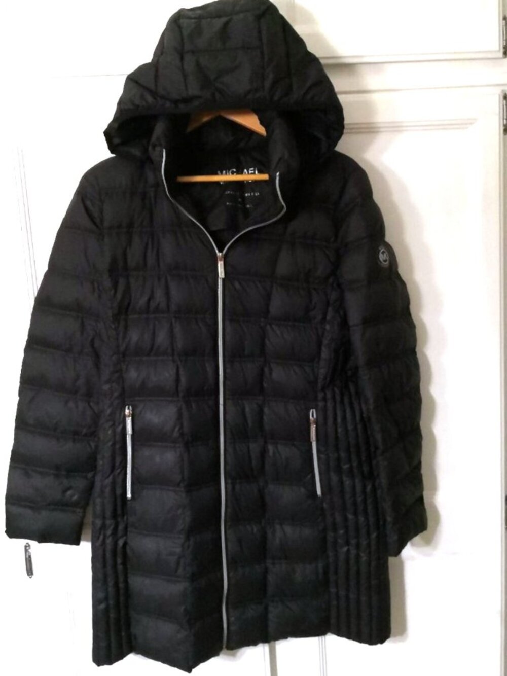 Michael Kors Packable Down Coat Removable Hood Black Size M